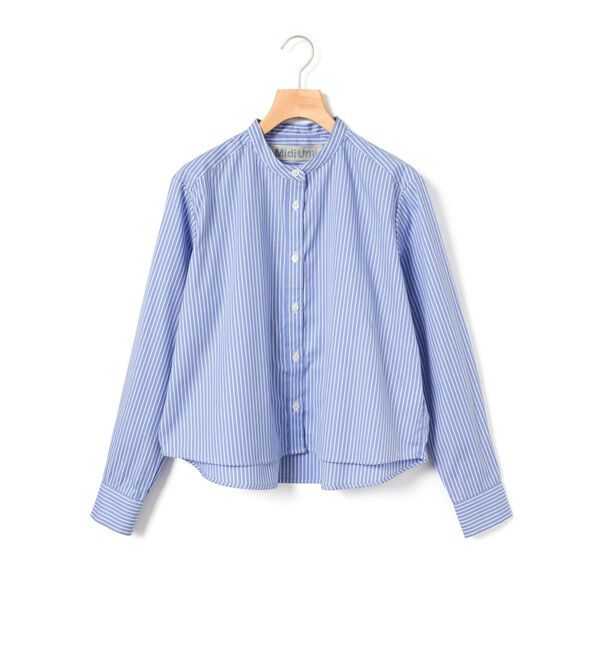 MidiUmi「MidiUmi パターンショートシャツ」|シャツ・ブラウス|サックスストライプ