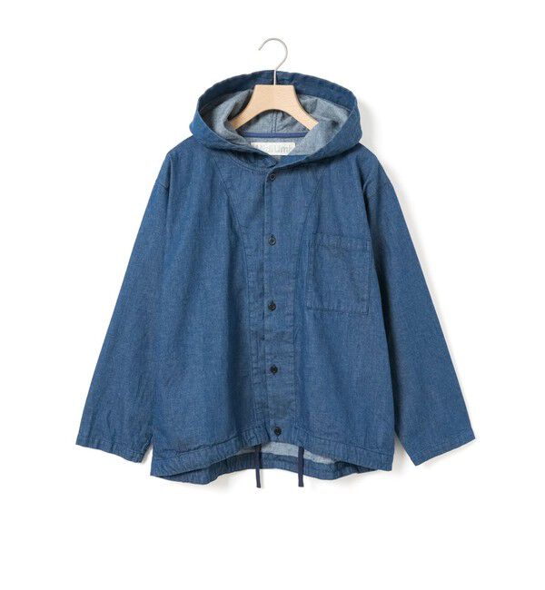 MidiUmi「MidiUmi デニムフードシャツ」|シャツ・ブラウス|ライトブルー