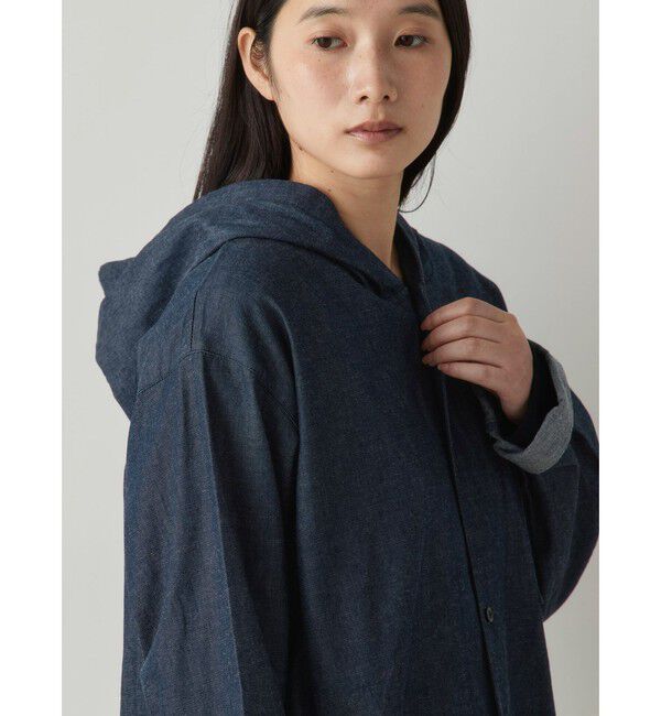 MidiUmi「MidiUmi デニムフードシャツ」|シャツ・ブラウス|