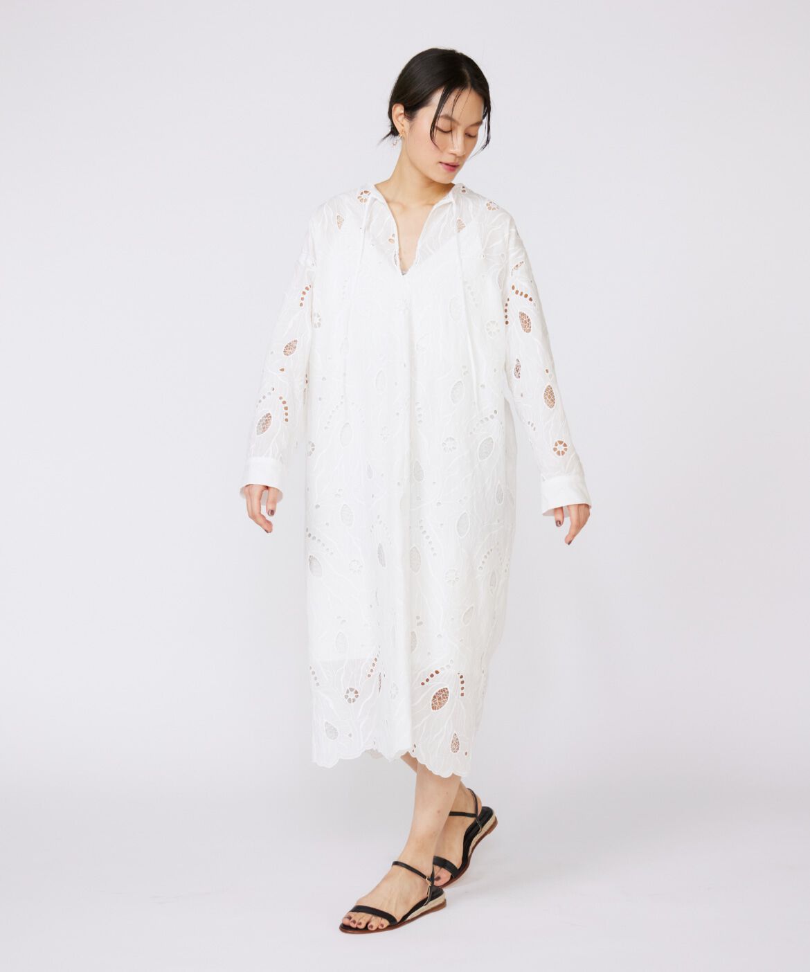 INED「《大きいサイズ》レースカフタンワンピース《la veille by SUPERIOR CLOSET》」|ワンピース|