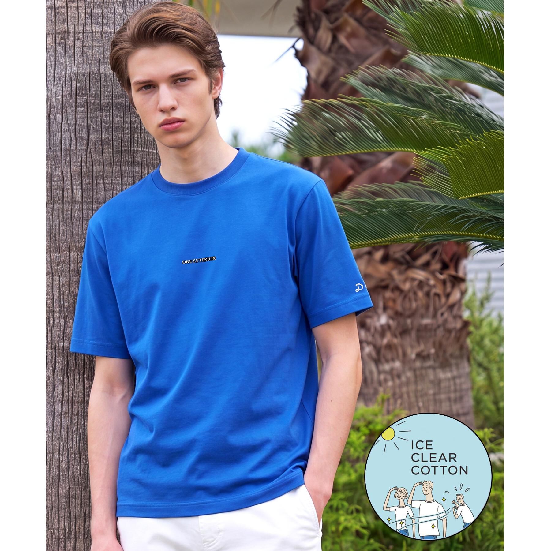 DRESSTERIOR「【接触冷感／抗菌防臭／消臭】ICE CLEAR COTTON NINEストリートTシャツ」|Tシャツ・カットソー|ブルー(093)