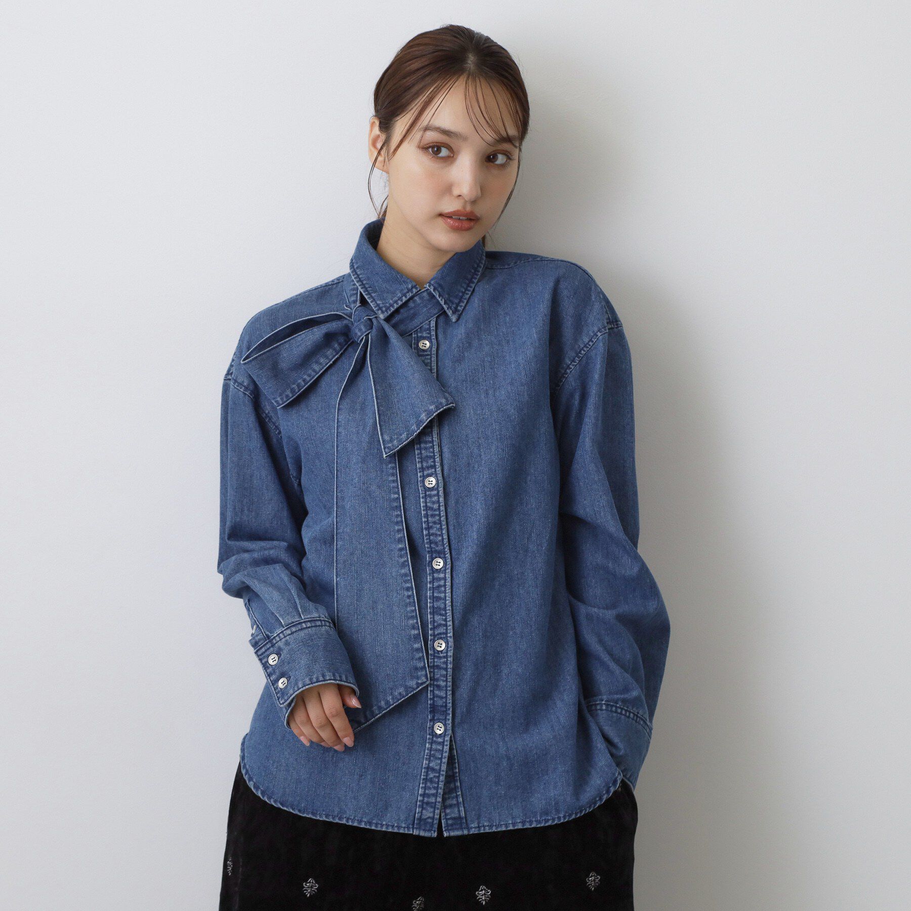 DRESSTERIOR「【取り外し可能】2WAYデニムボウタイシャツ」|シャツ・ブラウス|