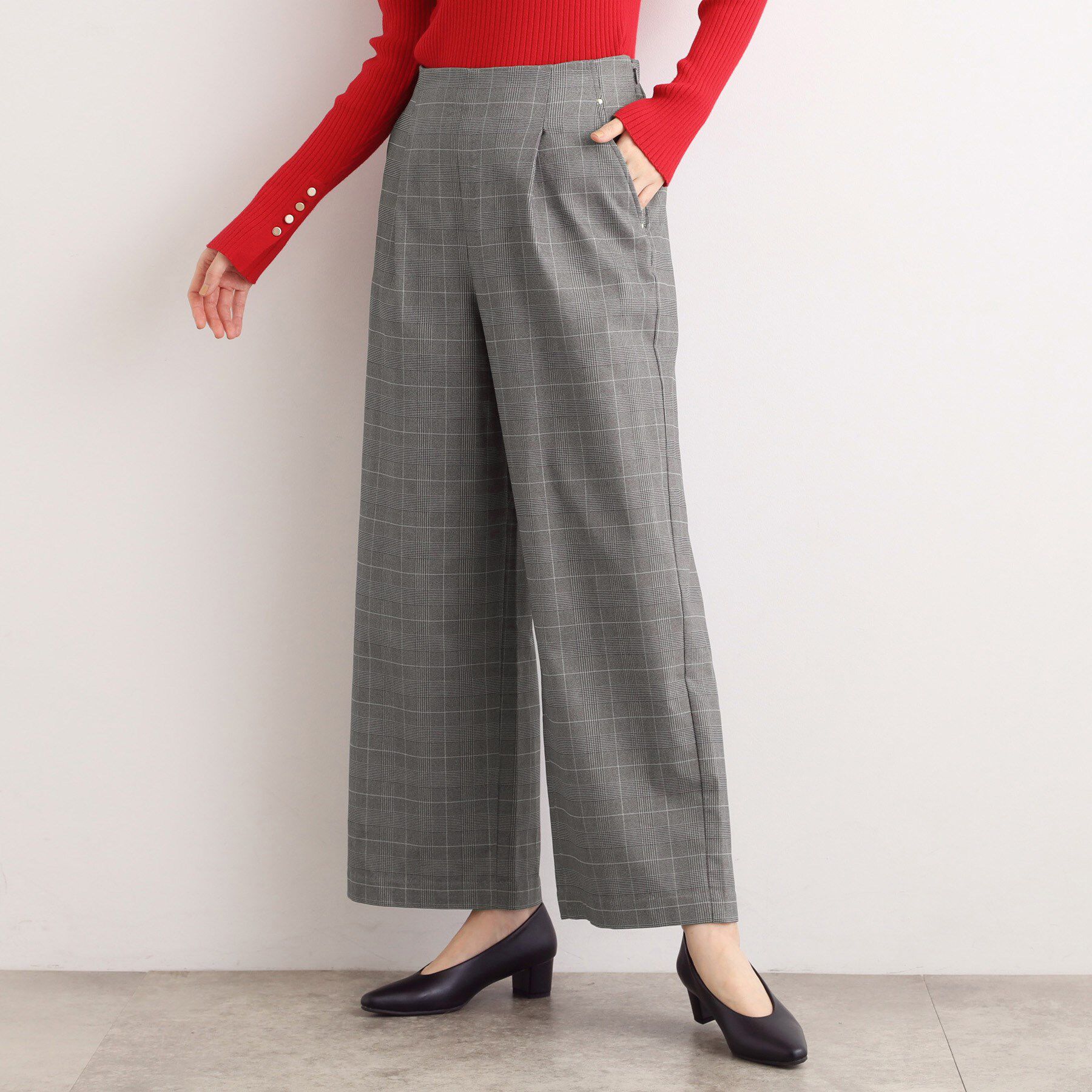 grove「【選べる着丈/多機能】裏起毛ハイパーストレッチワイドパンツ」|その他|グレンチェック(20