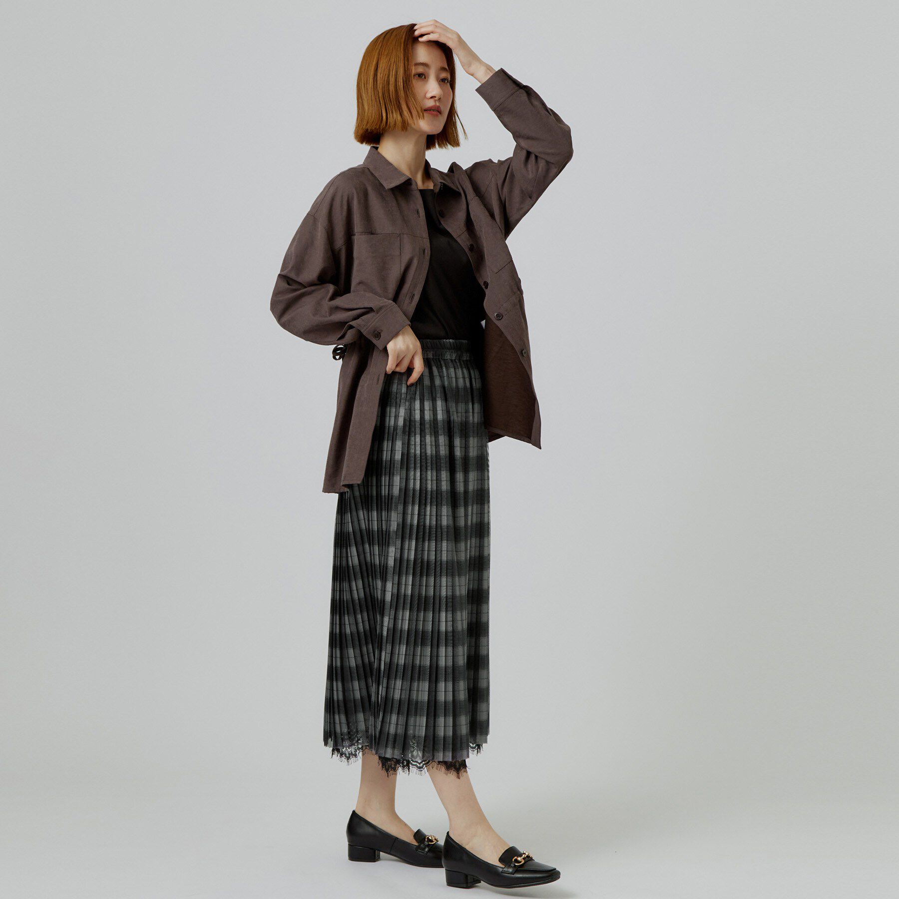 grove「【着回し◎・大人フェミニン】リバーシブルチュールプリーツスカート」|スカート|