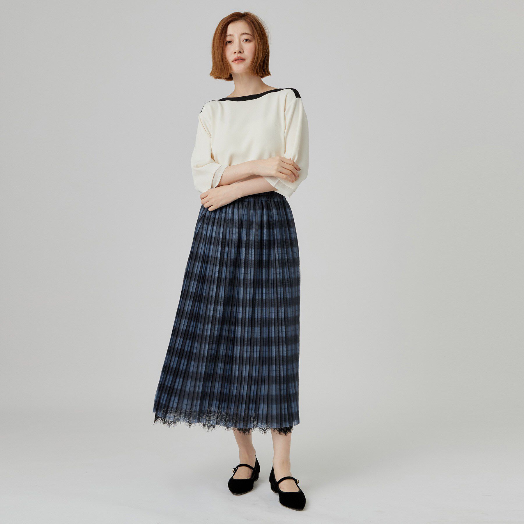 grove「【着回し◎・大人フェミニン】リバーシブルチュールプリーツスカート」|スカート|