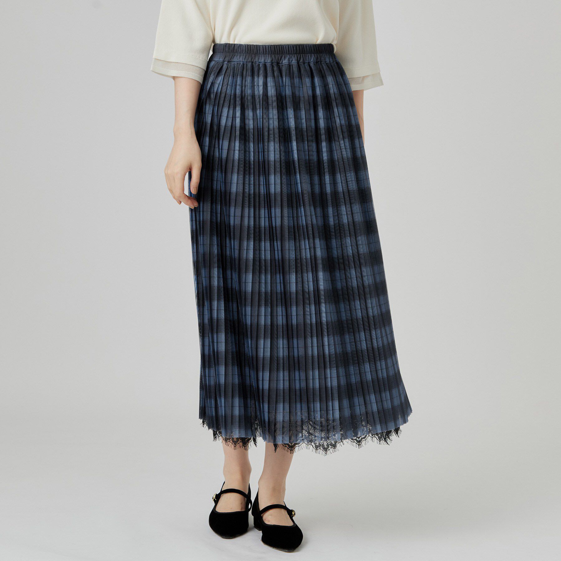 grove「【着回し◎・大人フェミニン】リバーシブルチュールプリーツスカート」|スカート|