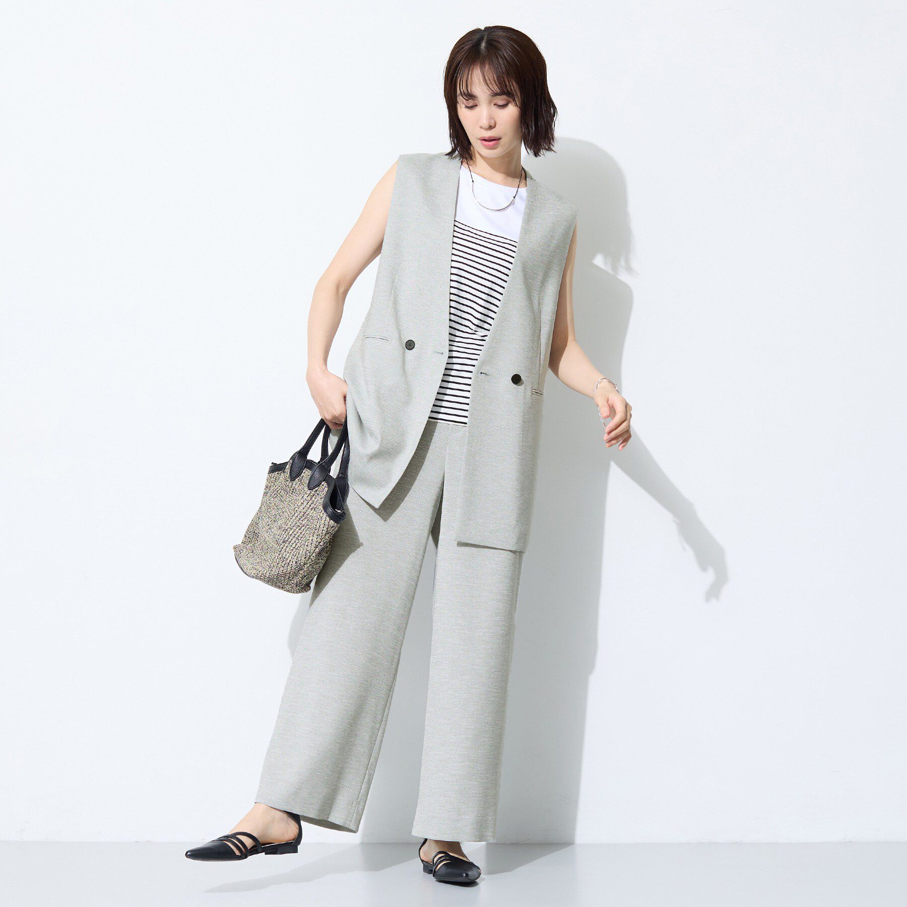 INDIVI「【SETUP可能／快適／シワになりにくい】リネンライクワイドパンツ」|その他|