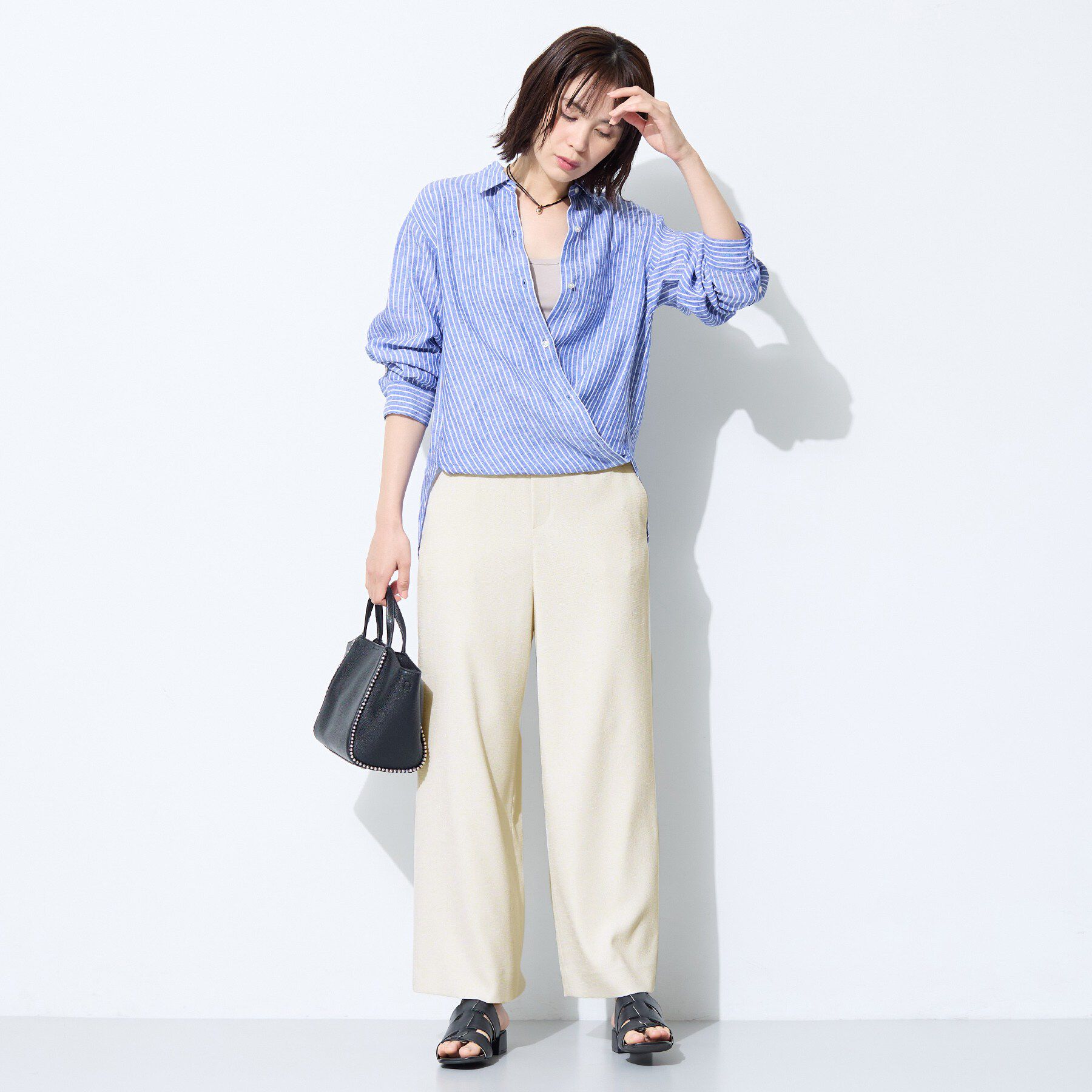 INDIVI「【SETUP可能／快適／シワになりにくい】リネンライクワイドパンツ」|その他|