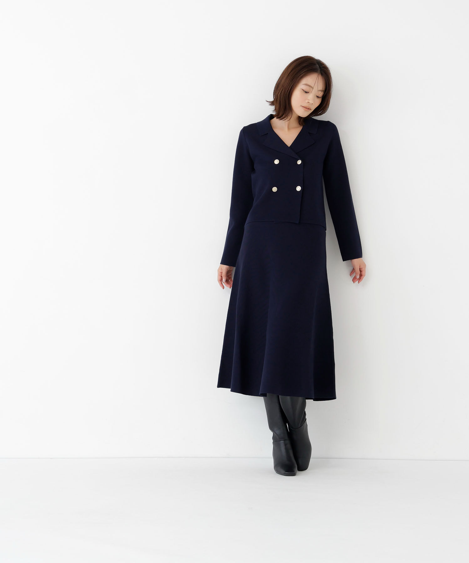  「ニットジャケット＆スカートセットアップ」|ワンピース|