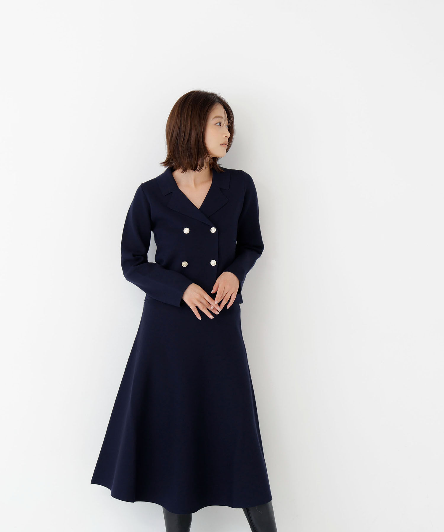  「ニットジャケット＆スカートセットアップ」|ワンピース|