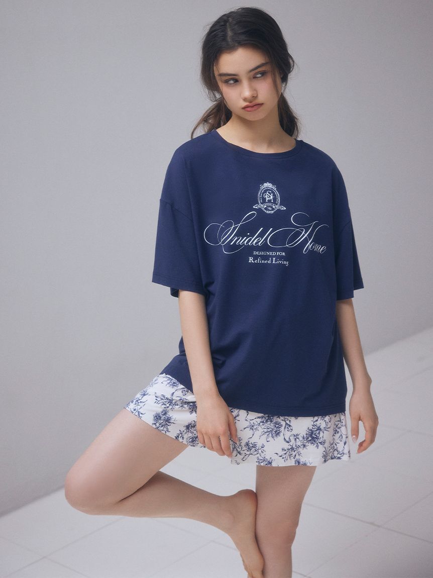 SNIDEL HOME「【ICEDFABRIC+R】エンブレムTシャツセットアップ」|ルームウェア|NVY