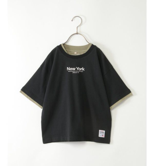 ikka kids「襟袖フェイクBIGTシャツ（120~160cm）」|Tシャツ・カットソー|ブラック