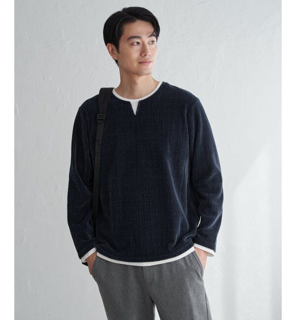 ikka「カットコールキーネックフェイクプルオーバー」|パーカー|