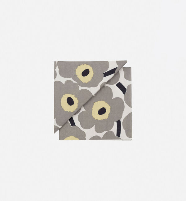 Marimekko「Unikko ランチナプキン 33&times;33cm」|その他|オフホワイト&times;グレー