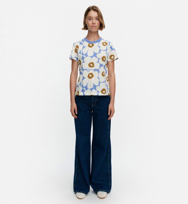 Marimekko「【フィンランド・アジア限定】Heleys Unikko Tシャツ」|シャツ・ブラウス|ﾎﾜｲﾄ&times;ﾌﾞﾙｰ&times;ﾌﾞﾗｳﾝ