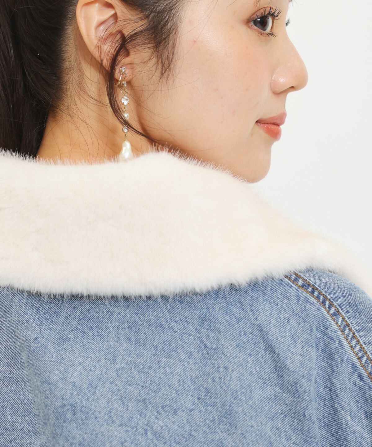 WILLSELECTION「ファーティペットオーバーサイズデニムジャケット」|デニムジャケット|