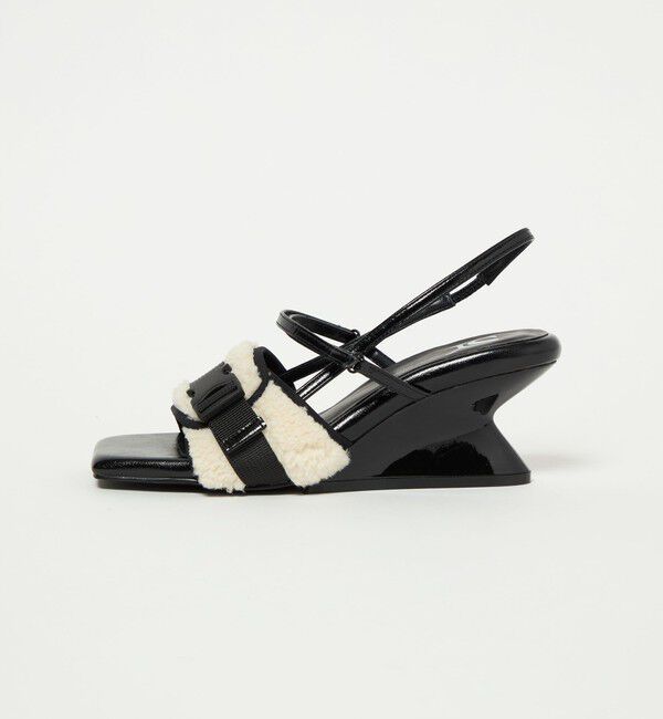 SY UNITED ARROWS「＜SY＞ボア ウェッジバックベルト サンダル60&uarr;」|サンダル|OFF WHITE