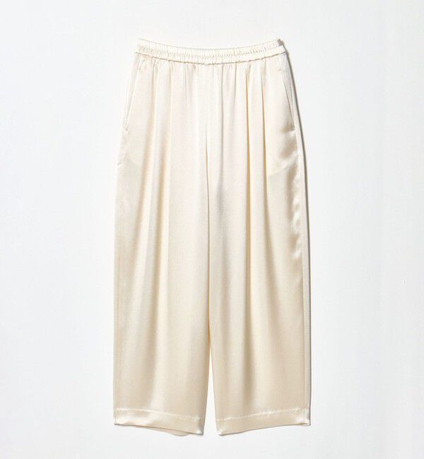 UNITED ARROWS「サテン ギャザー テーパード ワイドパンツ」|その他|OFF WHITE
