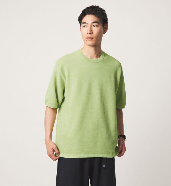 UNITED ARROWS green label relaxing「ガーター ドローコード 半袖 クルーネック ニット -ウォッシャブル・UVカット・遮熱-」|Tシャツ・カットソー|LIME