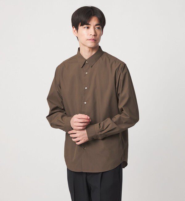 UNITED ARROWS green label relaxing「【WEB限定】JUST fit コットンライク ポリエステル 長袖 シャツ」|シャツ・ブラウス|MD.BROWN