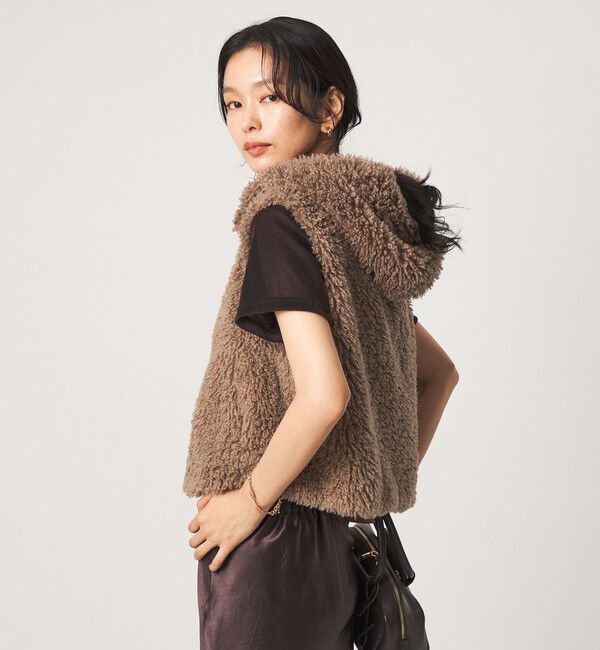 UNITED ARROWS green label relaxing「【別注】＜VINCENT PRADIER＞フェイクファー フード ベスト」|ベスト・ジレ|