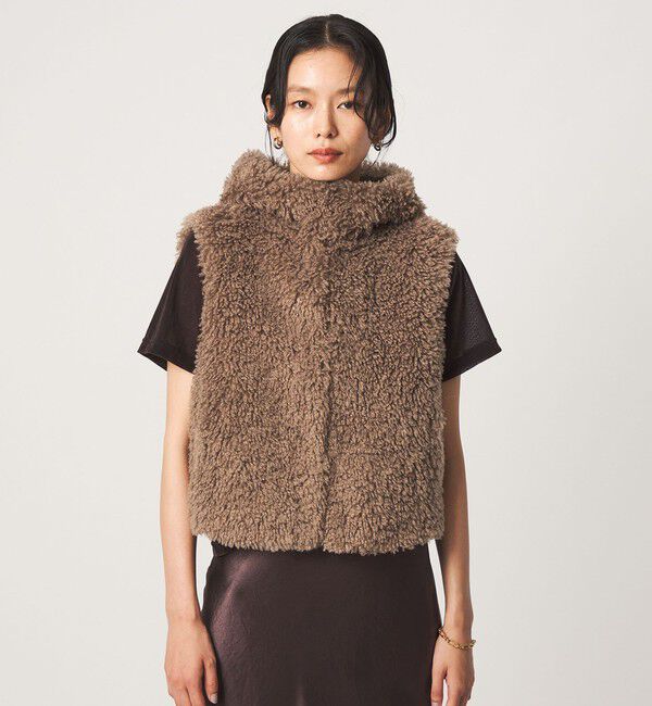 UNITED ARROWS green label relaxing「【別注】＜VINCENT PRADIER＞フェイクファー フード ベスト」|ベスト・ジレ|