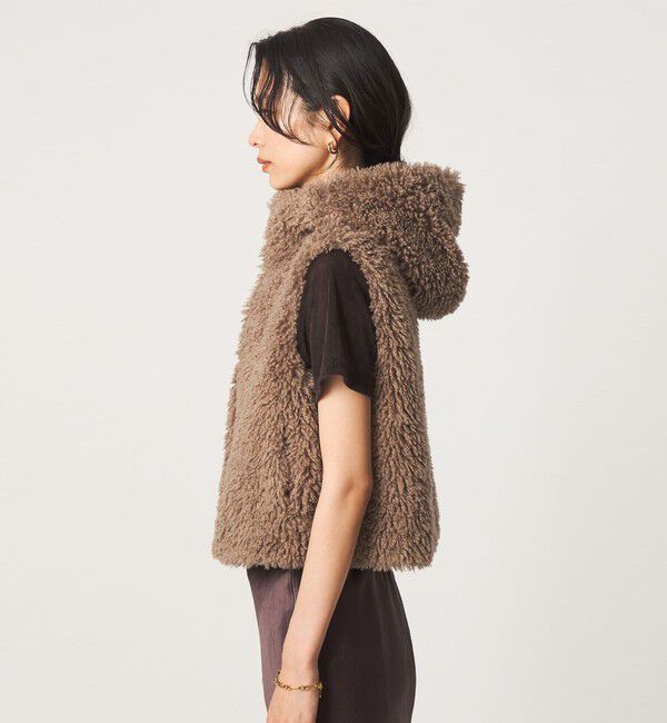 UNITED ARROWS green label relaxing「【別注】＜VINCENT PRADIER＞フェイクファー フード ベスト」|ベスト・ジレ|