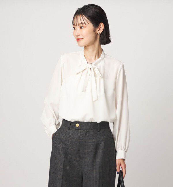 UNITED ARROWS green label relaxing「ボータイ ロングスリーブ ブラウス マシンウォッシャブル」|シャツ・ブラウス|
