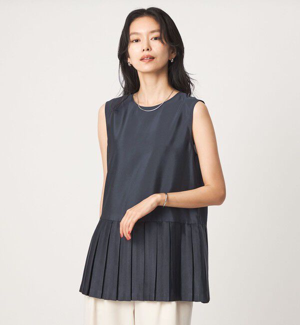 UNITED ARROWS green label relaxing「プリーツ ドッキング ノースリーブ ブラウス」|シャツ・ブラウス|