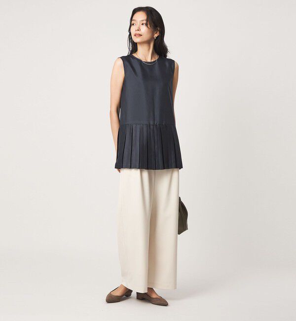 UNITED ARROWS green label relaxing「プリーツ ドッキング ノースリーブ ブラウス」|シャツ・ブラウス|