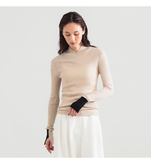 Demi-Luxe BEAMS 「CINOH / タイト Vネック ニット」|ニット・セーター|BEIGE