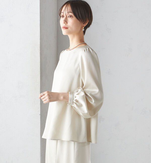SHIPS for women「【SHIPS別注】troisiemeCHACO:〈手洗い可能〉サテン リボン ブラウス（セレモニー対応可）」|シャツ・ブラウス|