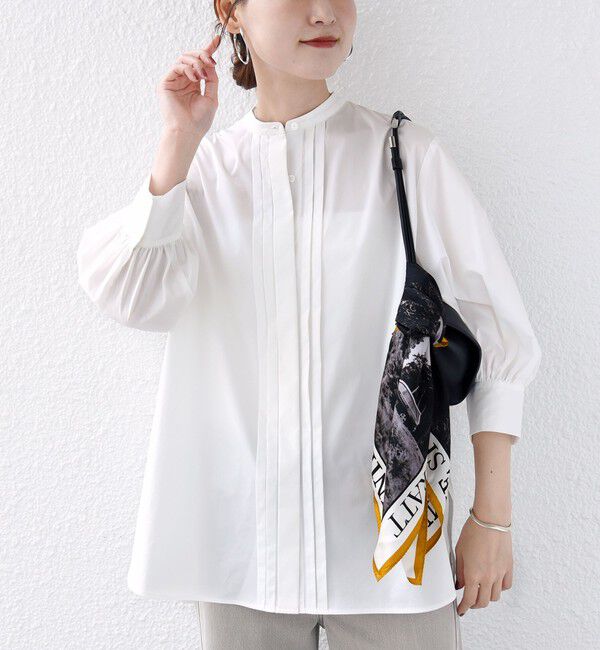 SHIPS for women「〈洗濯機可能〉タイプライター レース 襟 ピンタック シャツ」|シャツ・ブラウス|