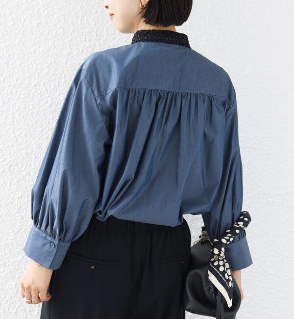 SHIPS for women「〈洗濯機可能〉タイプライター レース 襟 ピンタック シャツ」|シャツ・ブラウス|