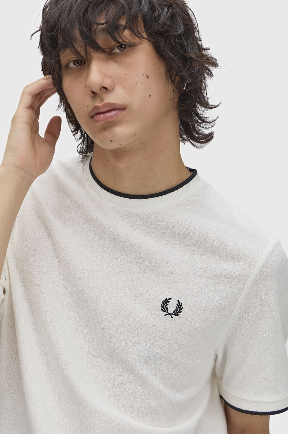 FRED PERRY 「FRED PERRY／Trim Detail Crepe Pique T-Shirt ／トリムディテールクレープピケTシャツ」|Tシャツ・カットソー|