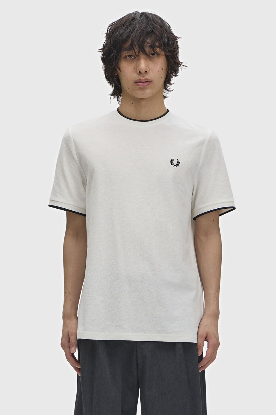 FRED PERRY 「FRED PERRY／Trim Detail Crepe Pique T-Shirt ／トリムディテールクレープピケTシャツ」|Tシャツ・カットソー|