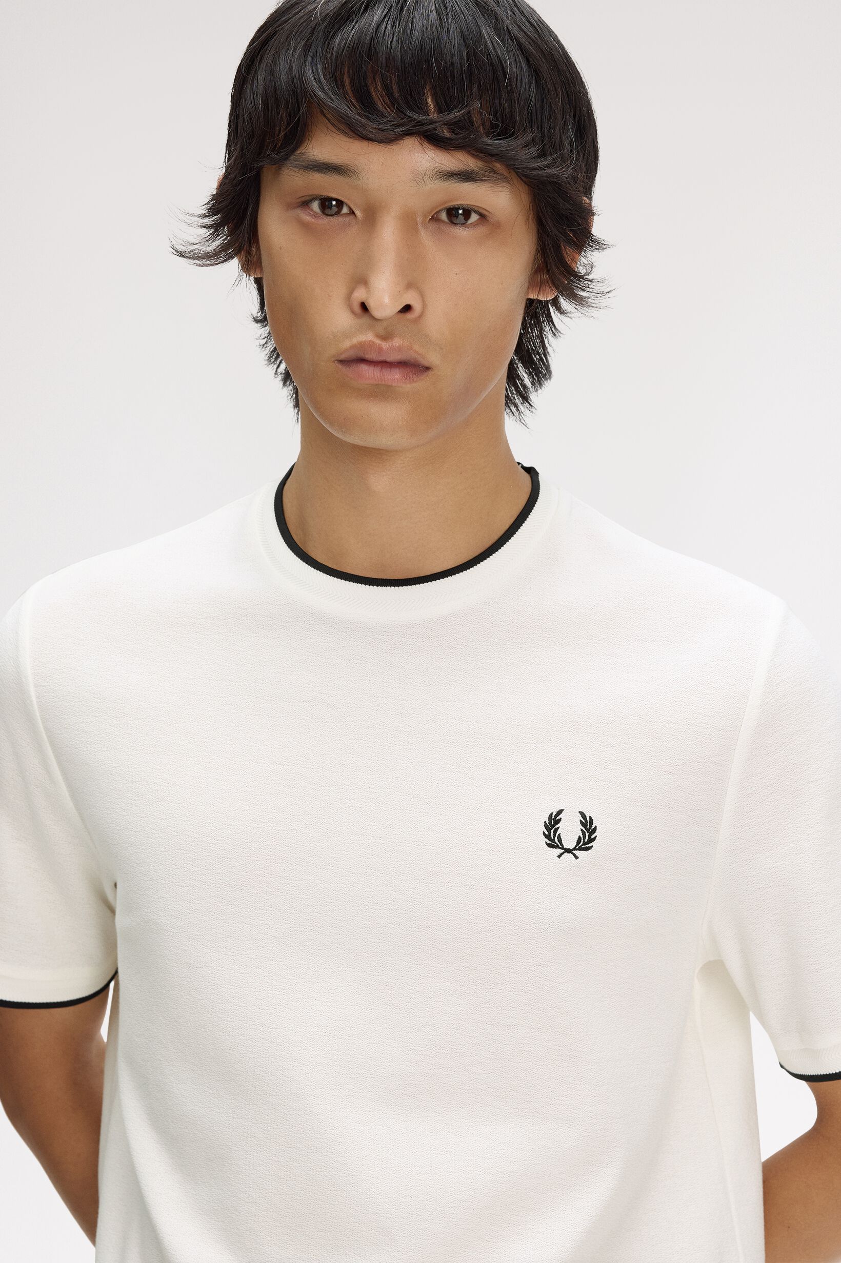 FRED PERRY 「FRED PERRY／Trim Detail Crepe Pique T-Shirt ／トリムディテールクレープピケTシャツ」|Tシャツ・カットソー|