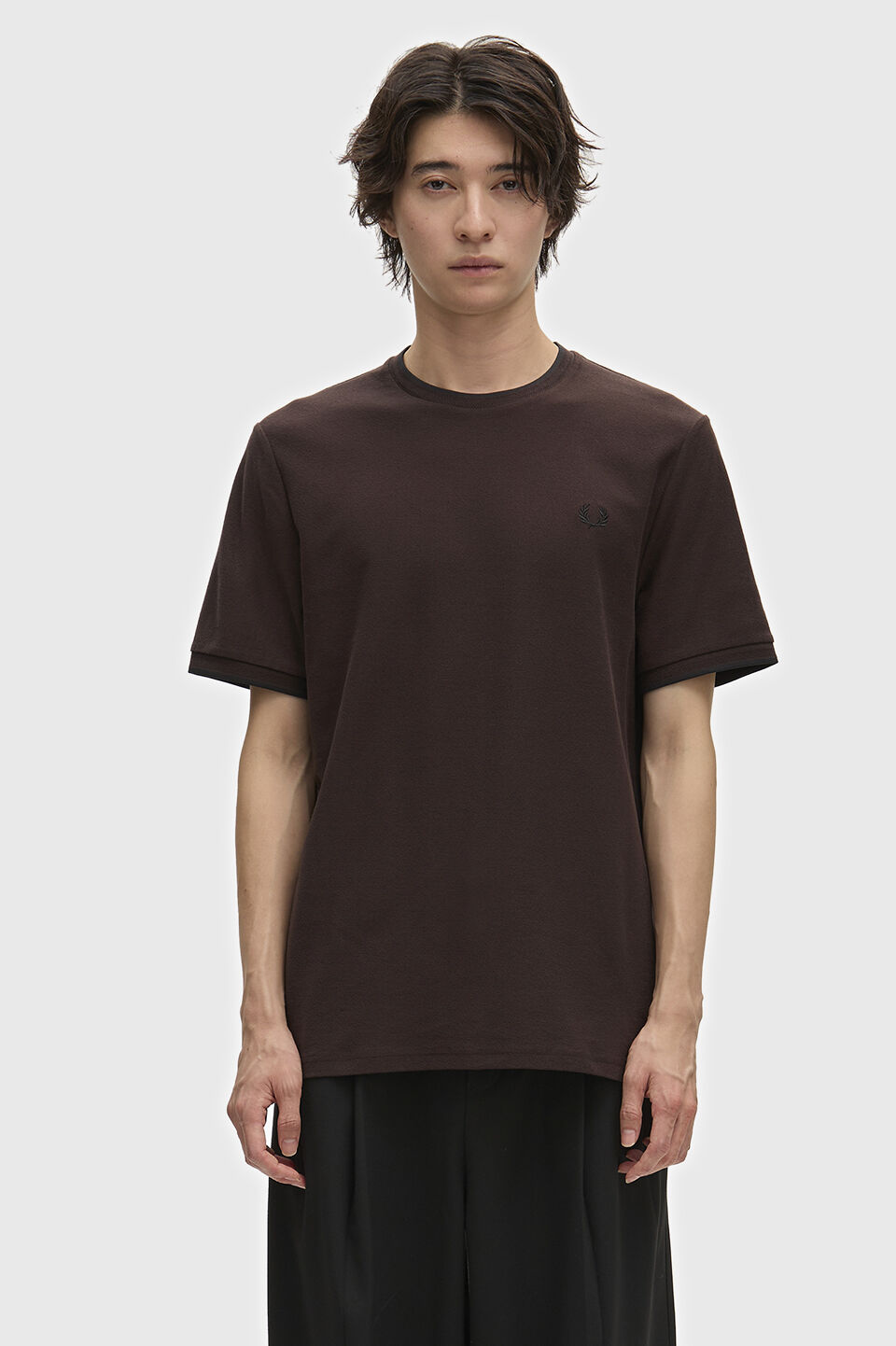 FRED PERRY 「FRED PERRY／Trim Detail Crepe Pique T-Shirt ／トリムディテールクレープピケTシャツ」|Tシャツ・カットソー|RICH BROWN