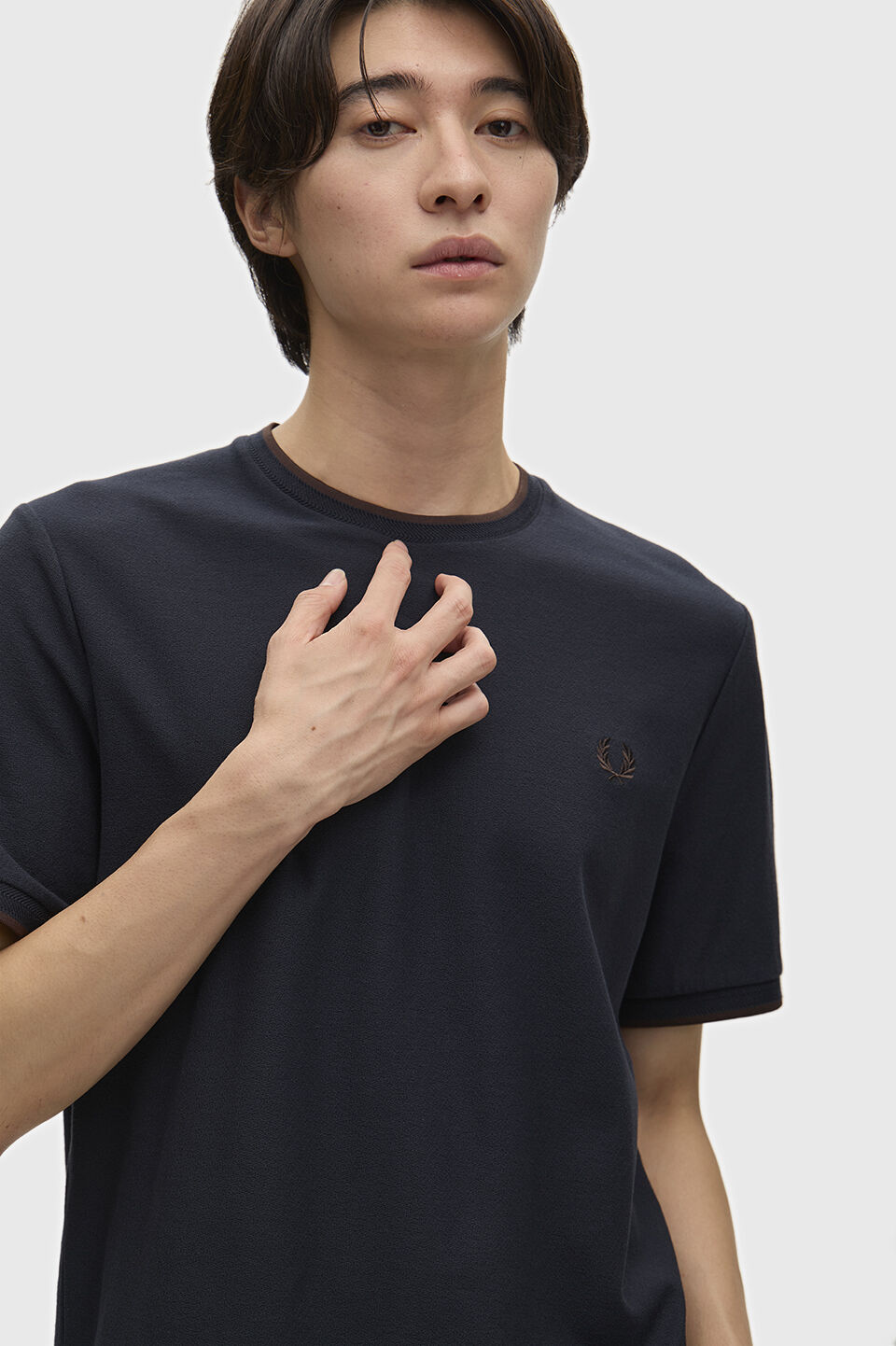 FRED PERRY 「FRED PERRY／Trim Detail Crepe Pique T-Shirt ／トリムディテールクレープピケTシャツ」|Tシャツ・カットソー|