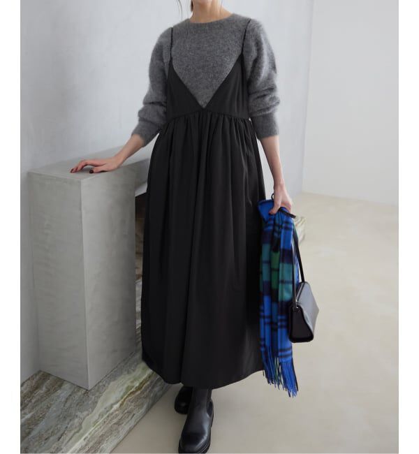 SLOBE IENA「《WEB限定/追加予約》タフタギャザーキャミワンピース」|ワンピース|
