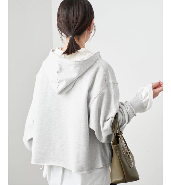 SLOBE IENA「《予約》ダメージ加工クロップドフーディー」|パーカー|