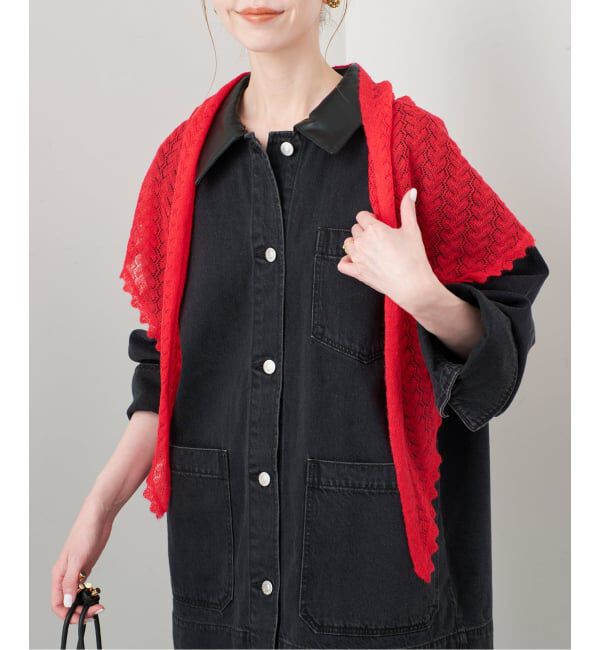 SLOBE IENA「《予約》モヘヤ混アイレットショール」|その他|レッド