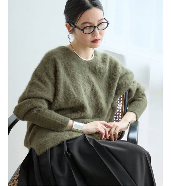 journal standard L'essage「《一部WEB限定カラー/追加予約》FOX CASHMERE Vネックプルオーバー」|ニット・セーター|カーキ A