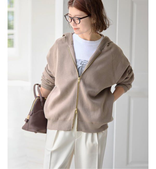 Spick and Span「《予約》コットン混 ニットフーディー」|パーカー|ベージュ A