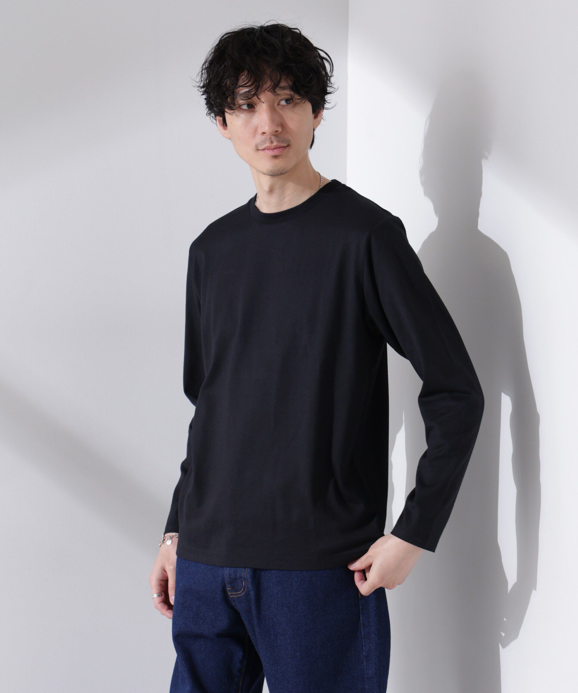 NANO universe「Anti Soaked(R)汗染み防止 クルーネックTシャツ 長袖」|Tシャツ・カットソー|