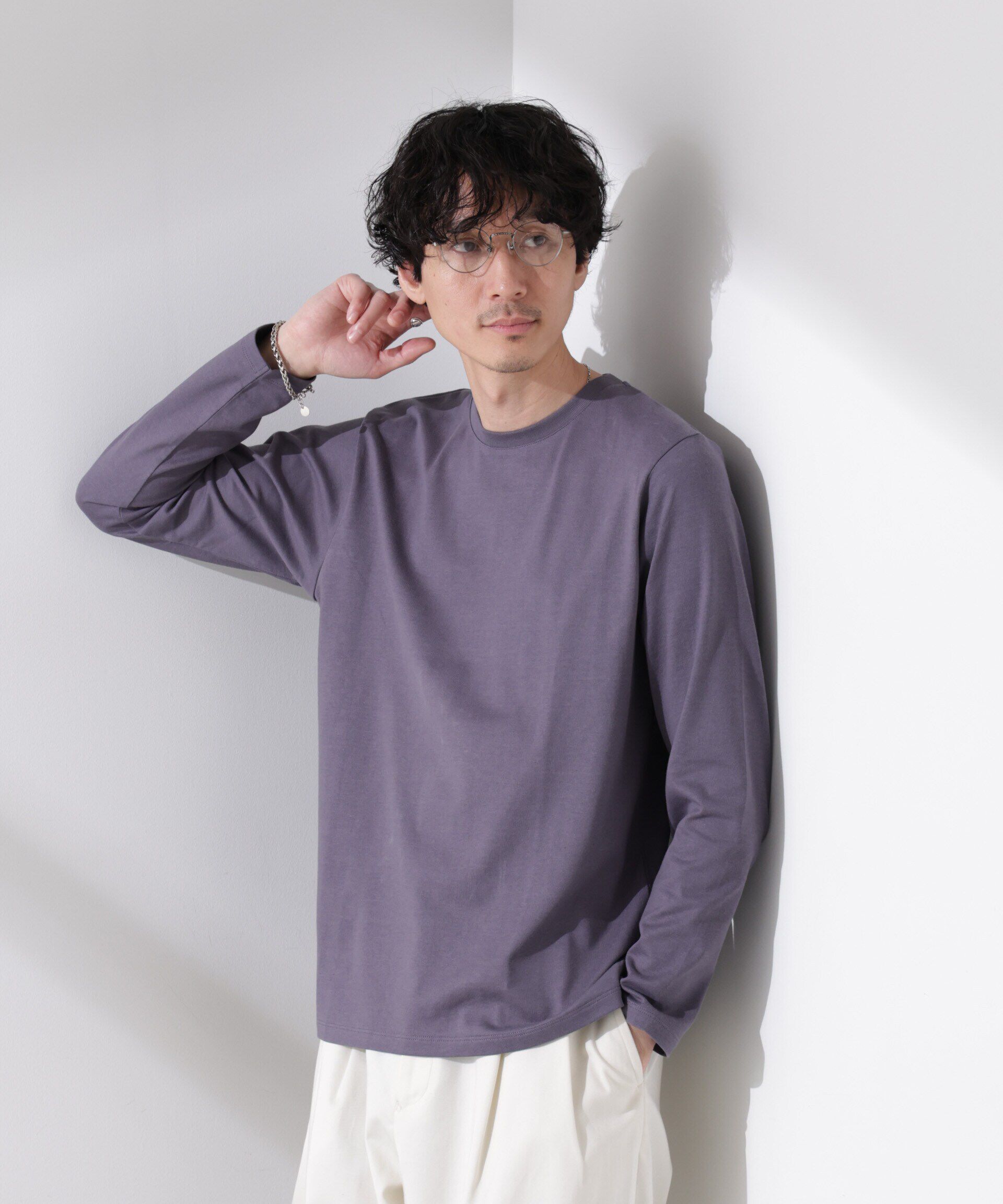 NANO universe「Anti Soaked(R)汗染み防止 クルーネックTシャツ 長袖」|Tシャツ・カットソー|