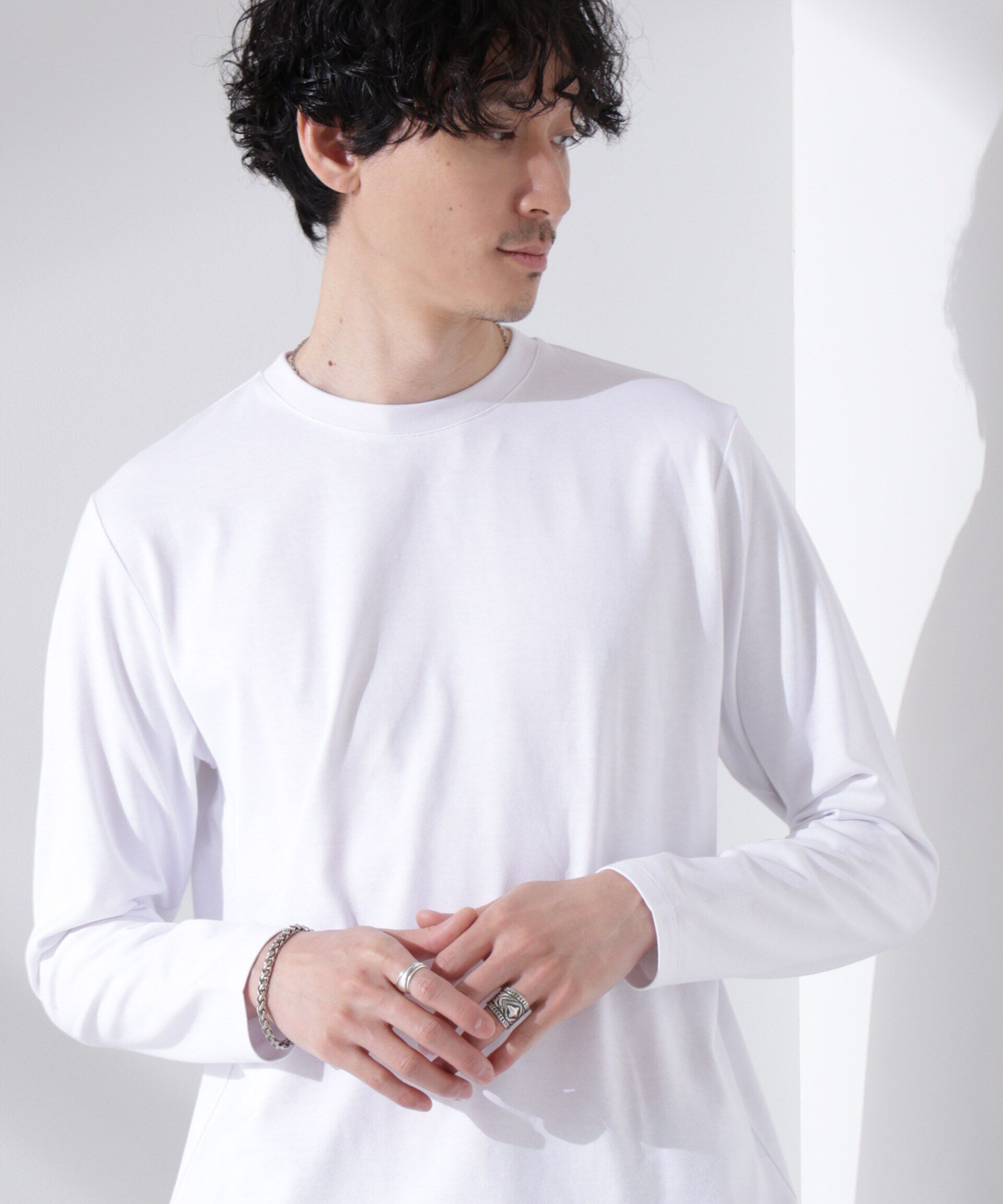 NANO universe「Anti Soaked(R)汗染み防止 クルーネックTシャツ 長袖」|Tシャツ・カットソー|