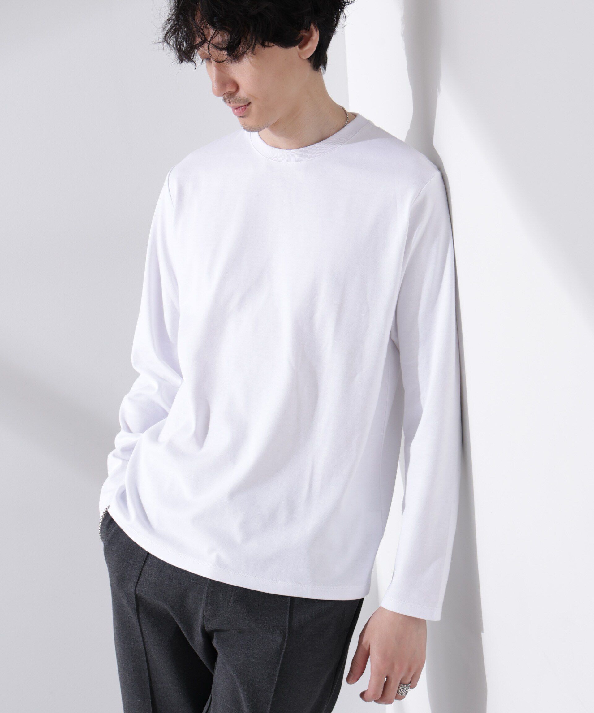 NANO universe「Anti Soaked(R)汗染み防止 クルーネックTシャツ 長袖」|Tシャツ・カットソー|
