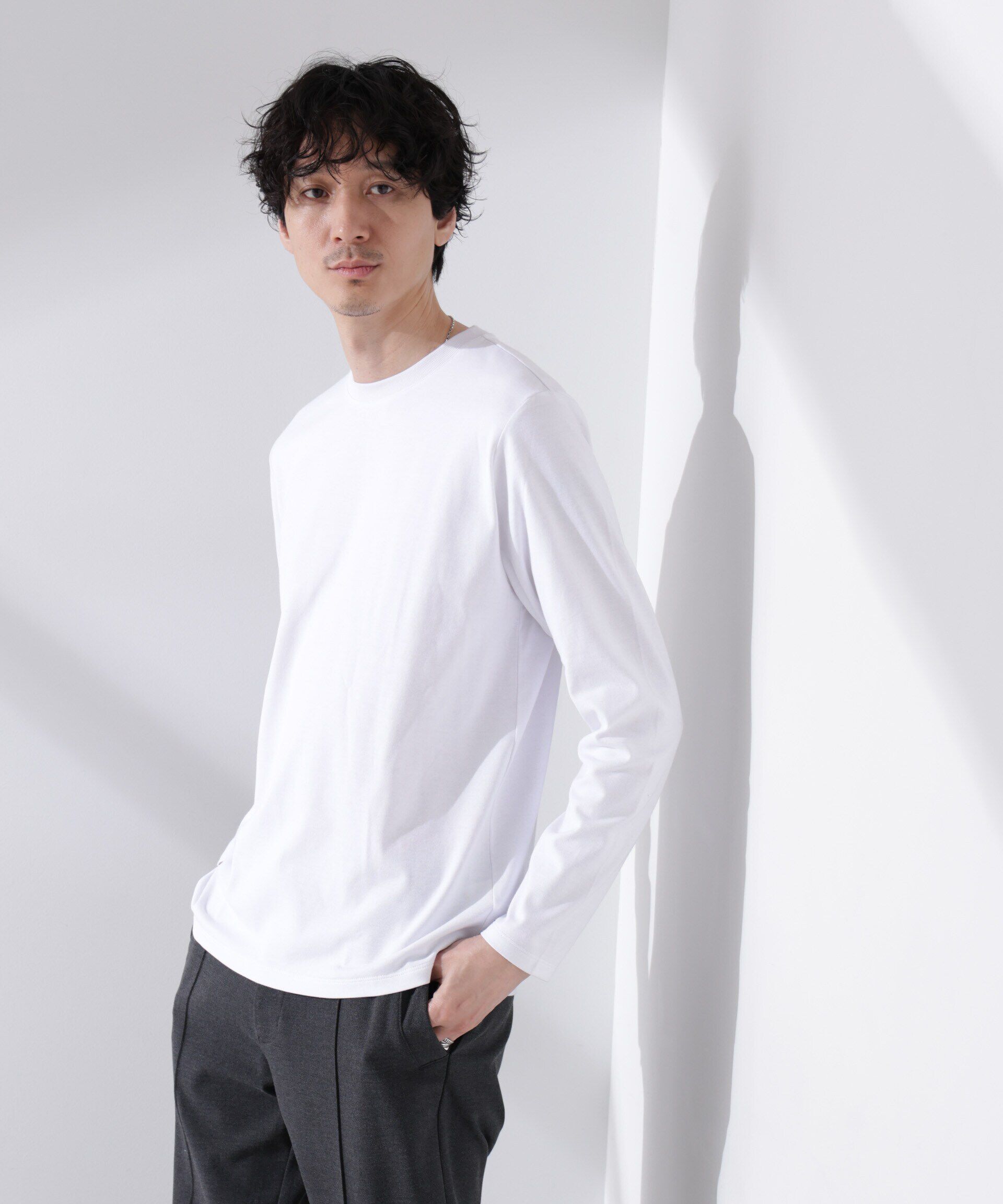 NANO universe「Anti Soaked(R)汗染み防止 クルーネックTシャツ 長袖」|Tシャツ・カットソー|
