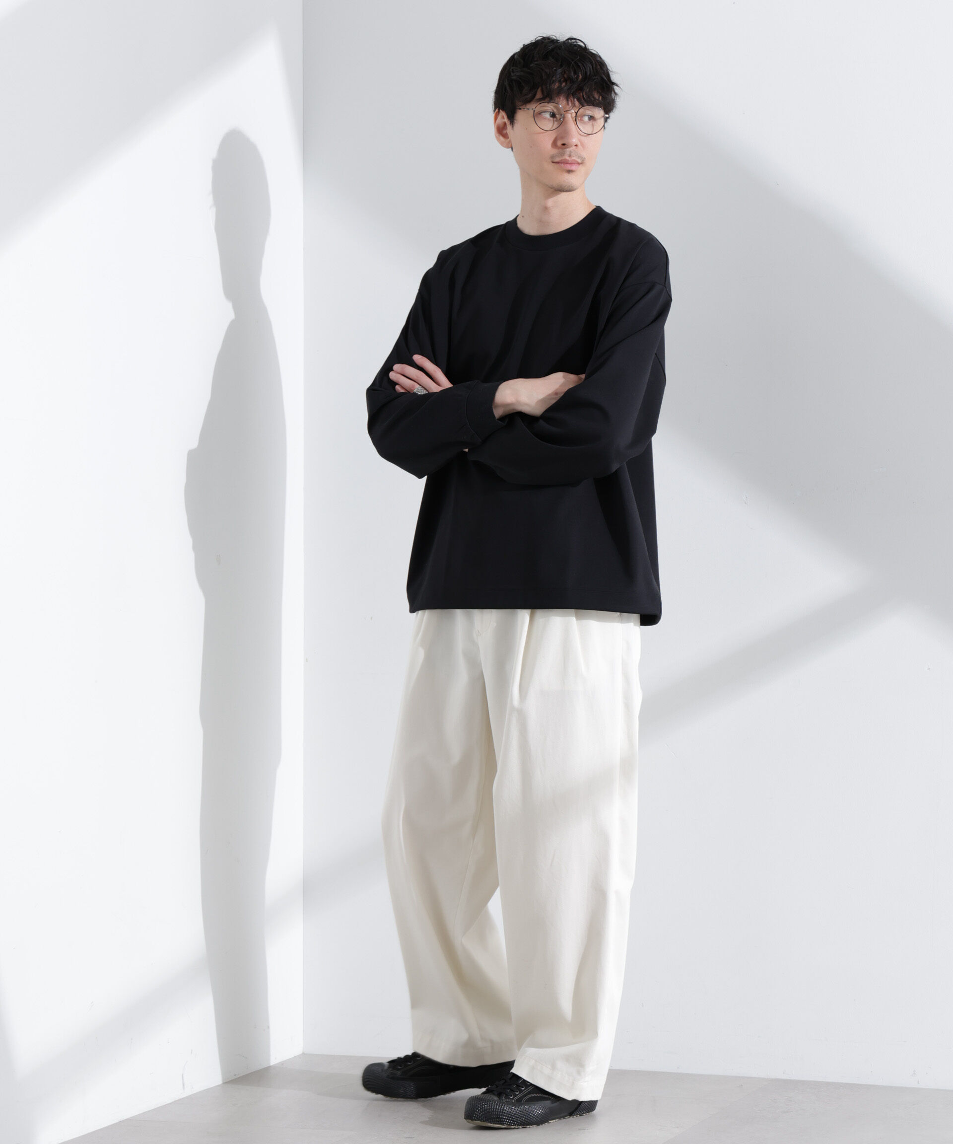 NANO universe「シルケットポンチロングスリーブバルーンTシャツ 長袖」|Tシャツ・カットソー|